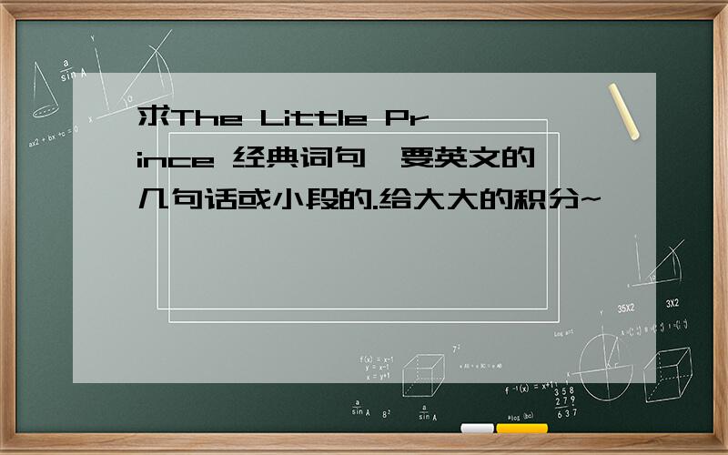 求The Little Prince 经典词句,要英文的几句话或小段的.给大大的积分~