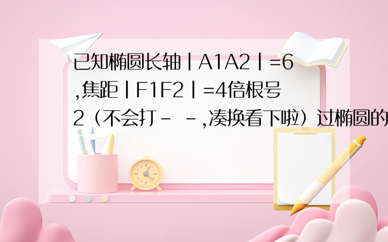 已知椭圆长轴|A1A2|=6,焦距|F1F2|=4倍根号2（不会打- -,凑换看下啦）过椭圆的左焦点F1做直线交椭圆于M N两点,设,∠F2F1M=a(0°,180°),问a取何值时,|MN|等于椭圆的半轴长本题么图……