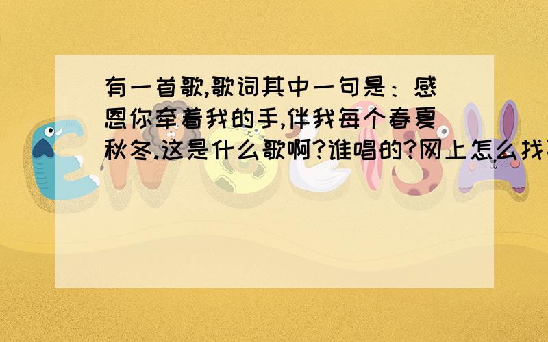 有一首歌,歌词其中一句是：感恩你牵着我的手,伴我每个春夏秋冬.这是什么歌啊?谁唱的?网上怎么找不到?