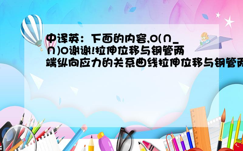 中译英：下面的内容,O(∩_∩)O谢谢!拉伸位移与钢管两端纵向应力的关系曲线拉伸位移与钢管两连接处纵向应力的关系曲线拉伸位移与钢管中间面纵向应力的关系曲线正曲率位移与钢管左右两