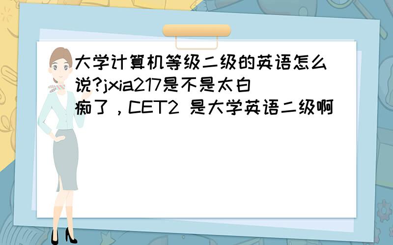 大学计算机等级二级的英语怎么说?jxia217是不是太白痴了，CET2 是大学英语二级啊