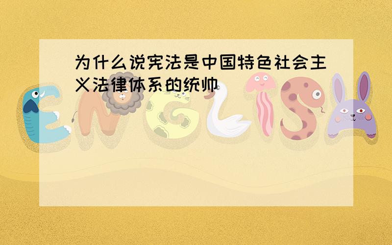 为什么说宪法是中国特色社会主义法律体系的统帅