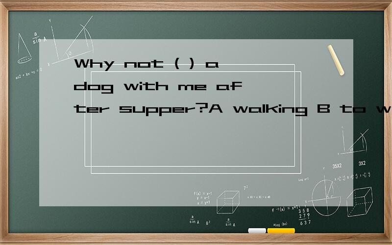 Why not ( ) a dog with me after supper?A walking B to walk C walk