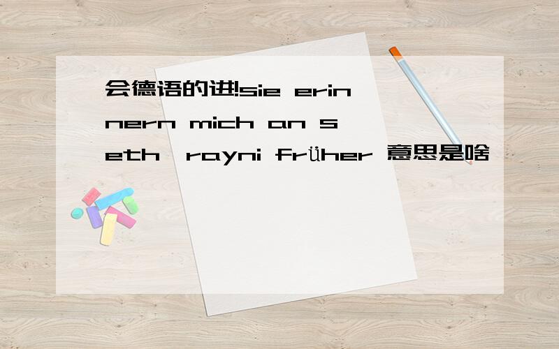 会德语的进!sie erinnern mich an seth、rayni früher 意思是啥