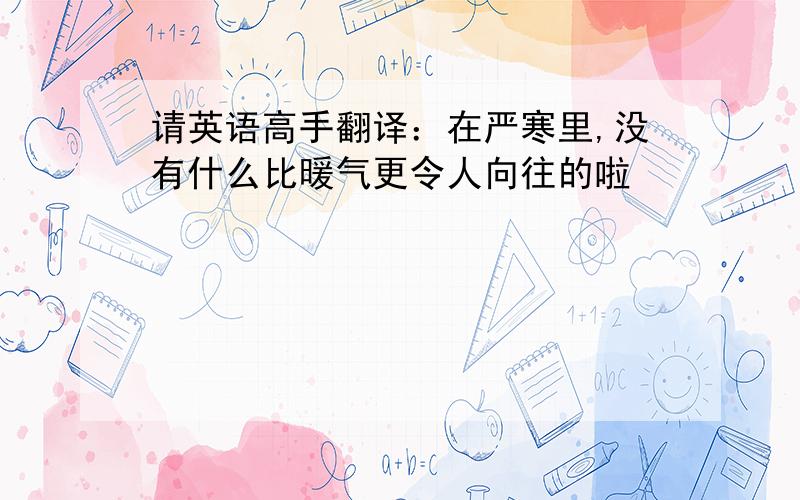 请英语高手翻译：在严寒里,没有什么比暖气更令人向往的啦