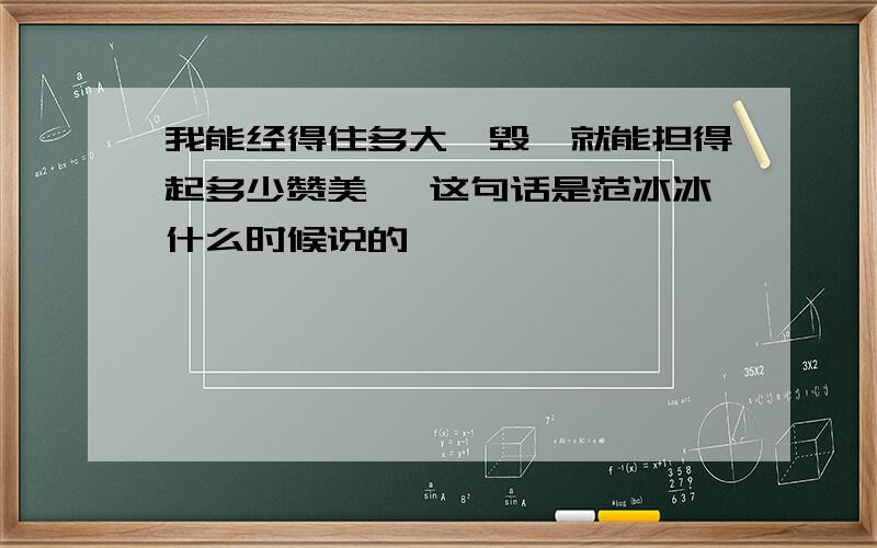 我能经得住多大诋毁,就能担得起多少赞美 ,这句话是范冰冰什么时候说的