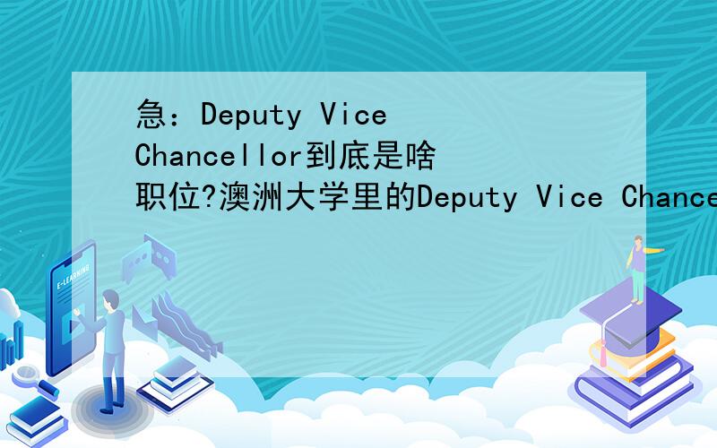 急：Deputy Vice Chancellor到底是啥职位?澳洲大学里的Deputy Vice Chancellor到底是啥职位?