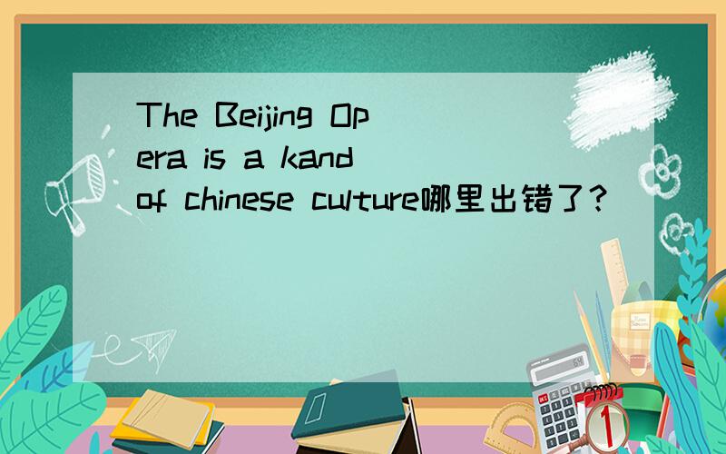 The Beijing Opera is a kand of chinese culture哪里出错了？