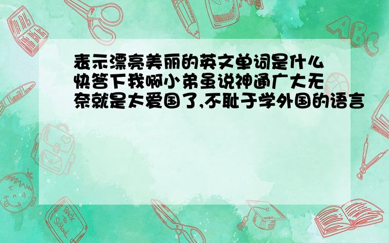 表示漂亮美丽的英文单词是什么快答下我啊小弟虽说神通广大无奈就是太爱国了,不耻于学外国的语言