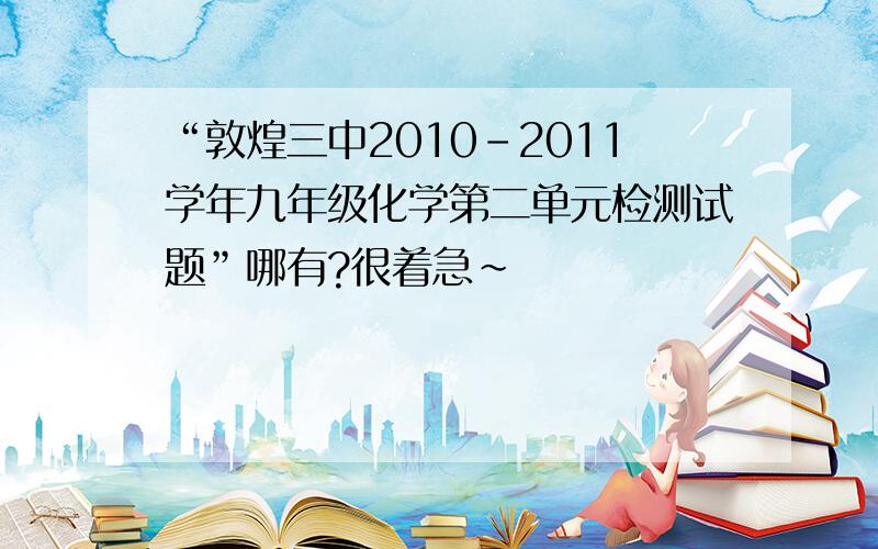 “敦煌三中2010-2011学年九年级化学第二单元检测试题”哪有?很着急~