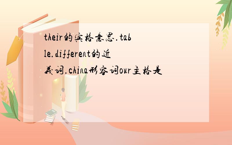 their的宾格意思.table.different的近义词.china形容词our主格是