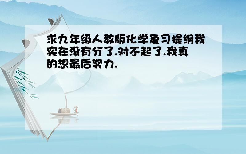 求九年级人教版化学复习提纲我实在没有分了.对不起了.我真的想最后努力.