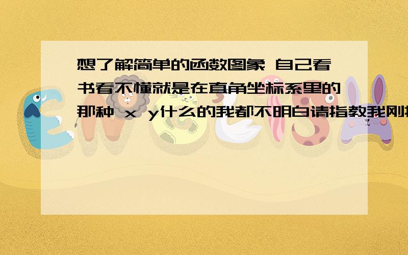 想了解简单的函数图象 自己看书看不懂就是在直角坐标系里的那种 x y什么的我都不明白请指教我刚接触一次函数] 能不能通俗点我有点明白