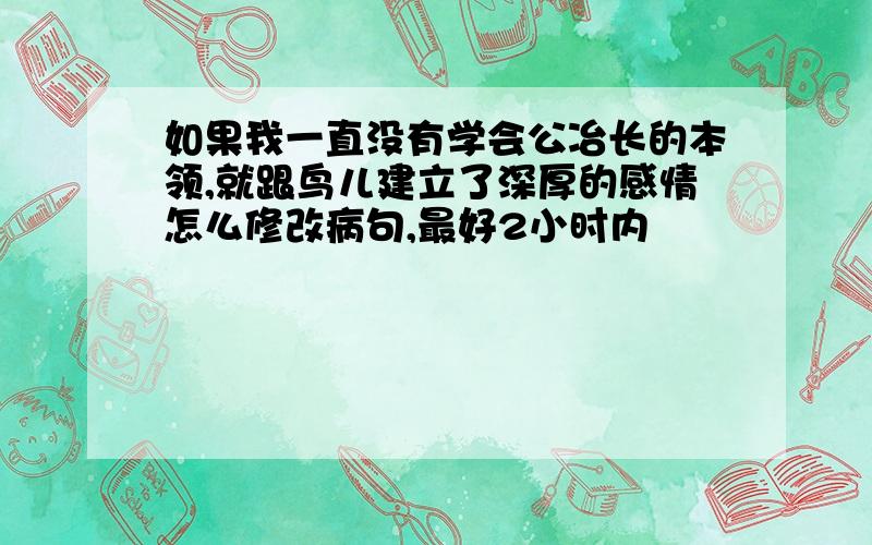 如果我一直没有学会公冶长的本领,就跟鸟儿建立了深厚的感情怎么修改病句,最好2小时内