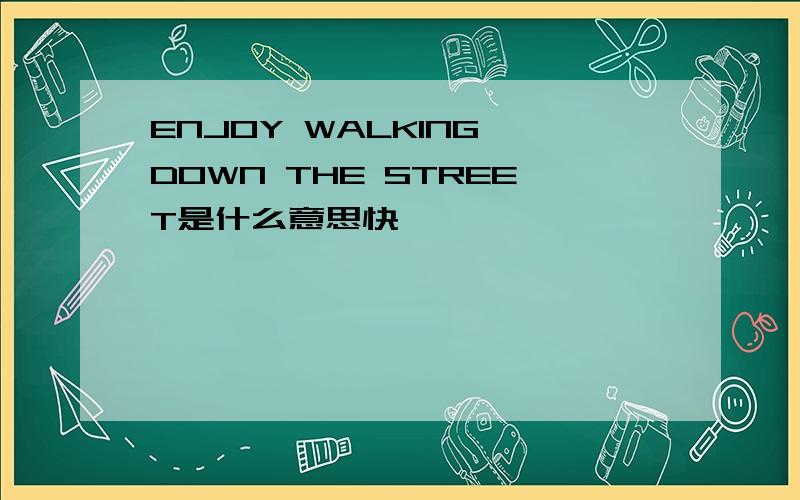 ENJOY WALKING DOWN THE STREET是什么意思快