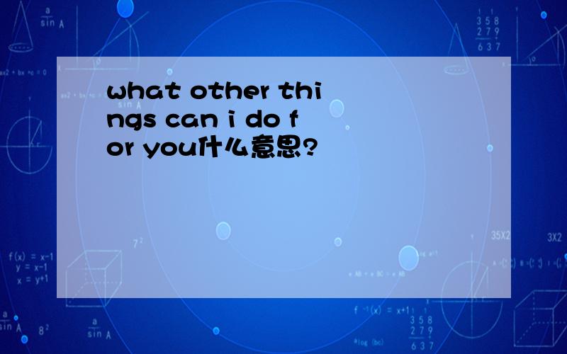 what other things can i do for you什么意思?