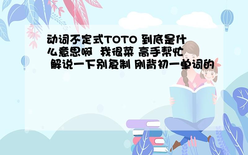 动词不定式TOTO 到底是什么意思啊  我很菜 高手帮忙 解说一下别复制 刚背初一单词的