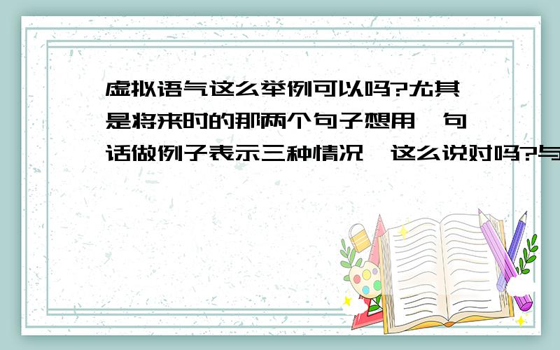 虚拟语气这么举例可以吗?尤其是将来时的那两个句子想用一句话做例子表示三种情况,这么说对吗?与现在事实相反If I had enough money, I would buy myself a computer. 与过去事实相反If I had had enough money