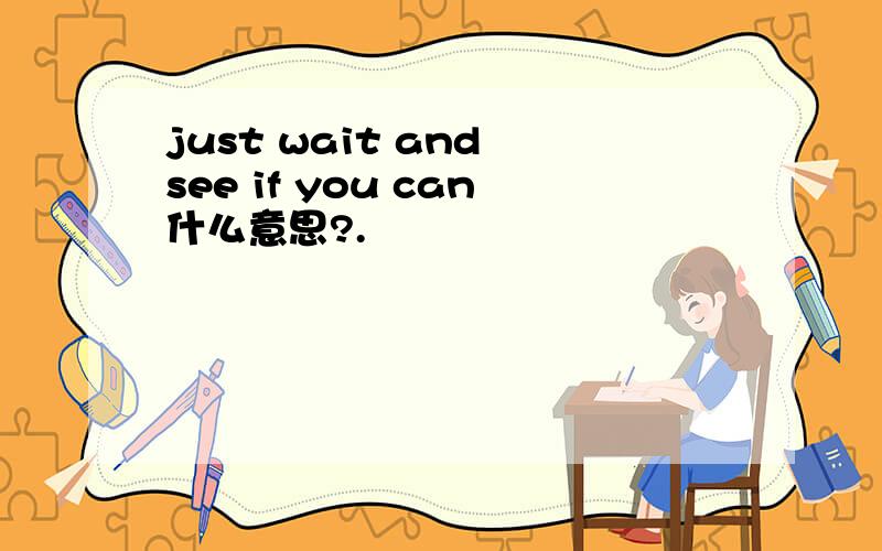 just wait and see if you can什么意思?.