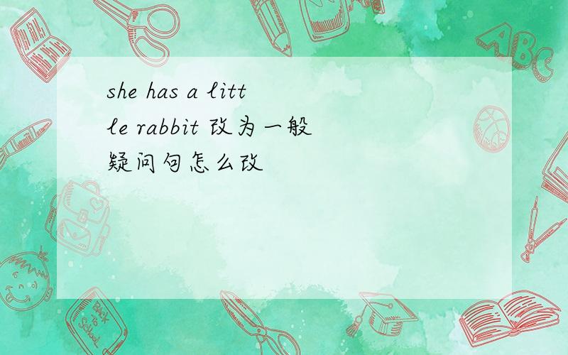she has a little rabbit 改为一般疑问句怎么改