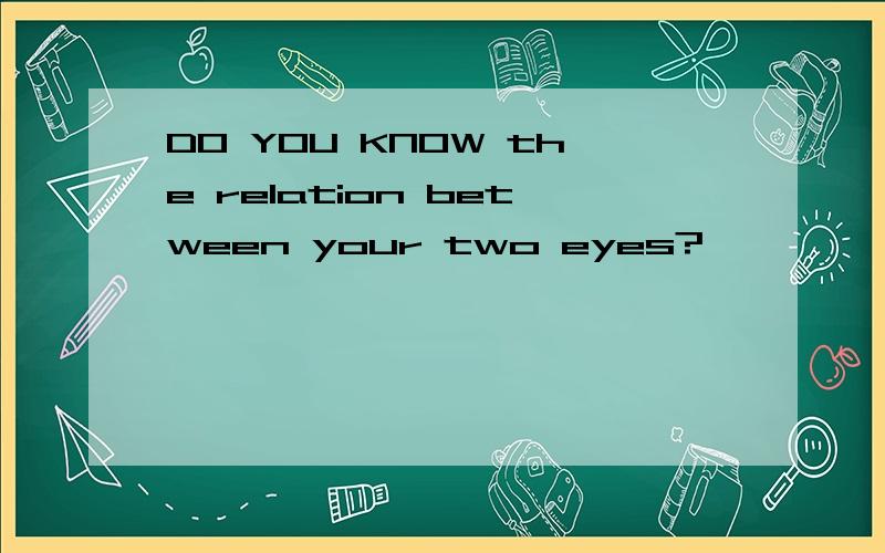 DO YOU KNOW the relation between your two eyes?