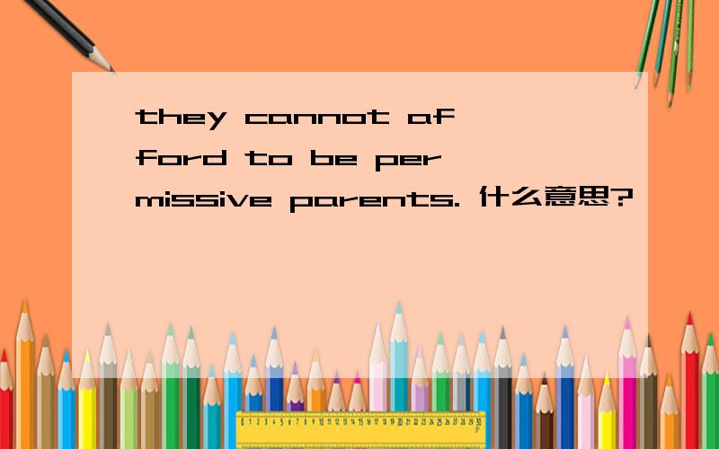 they cannot afford to be permissive parents. 什么意思?