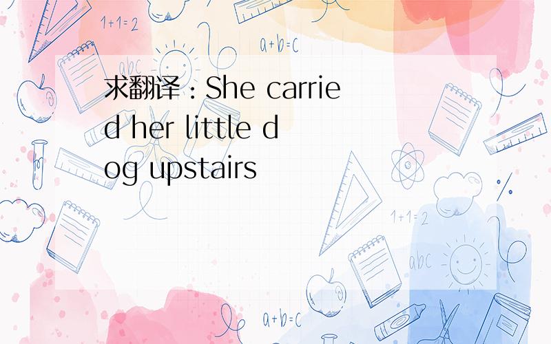 求翻译：She carried her little dog upstairs
