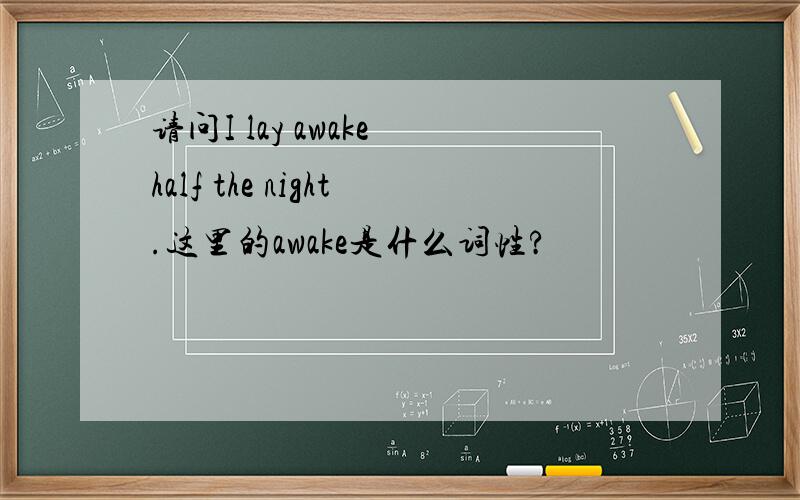 请问I lay awake half the night.这里的awake是什么词性?