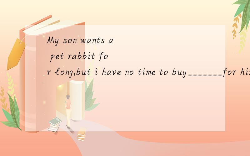 My son wants a pet rabbit for long,but i have no time to buy_______for himA it B that C the one D ong