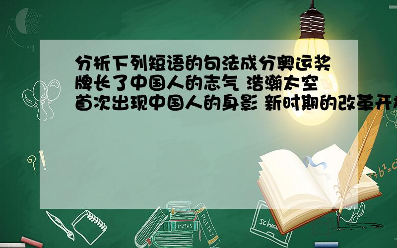 分析下列短语的句法成分奥运奖牌长了中国人的志气 浩瀚太空首次出现中国人的身影 新时期的改革开放成就了