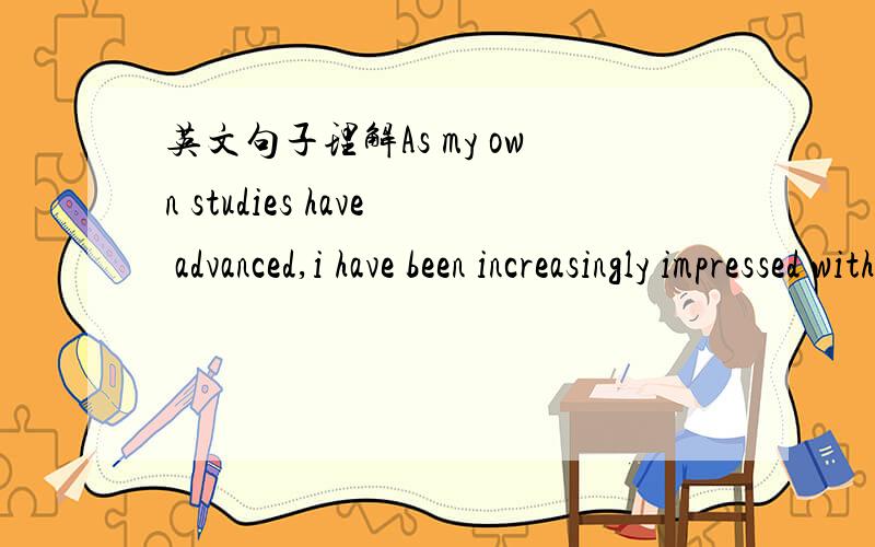 英文句子理解As my own studies have advanced,i have been increasingly impressed with the funcational similarities between insect and vertebrate societies and less so with the structual difference that seem ,at first glance,to constitute such imm