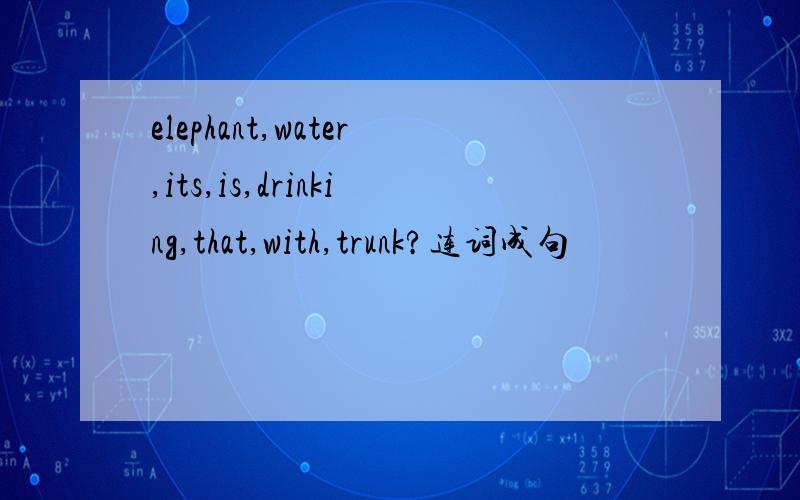 elephant,water,its,is,drinking,that,with,trunk?连词成句