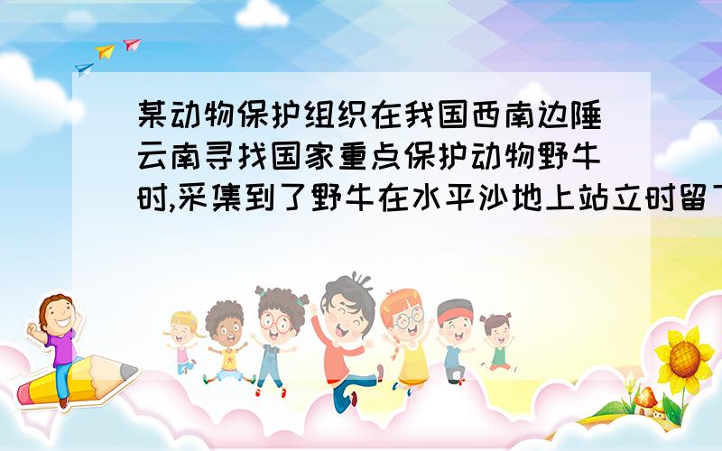 某动物保护组织在我国西南边陲云南寻找国家重点保护动物野牛时,采集到了野牛在水平沙地上站立时留下的脚印石蜡模型．经测量该石蜡模型的平均厚度为2cm,质量为450g；对该沙地进行抗压