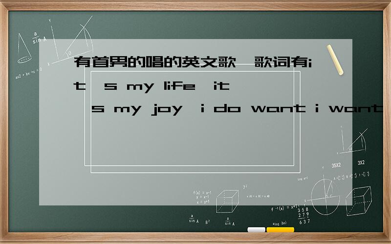 有首男的唱的英文歌,歌词有it's my life,it's my joy,i do want i want baby we can work this out我想请问是什么歌手唱的歌曲,歌曲名字是什么,有歌词附着最好!后面还有歌词：i want you,you are my darling,this is my