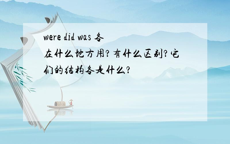 were did was 各在什么地方用?有什么区别?它们的结构各是什么?