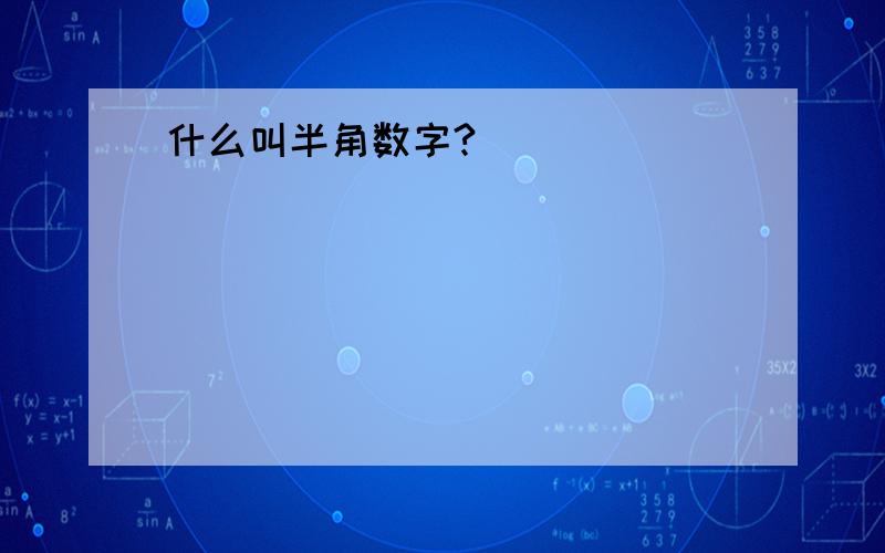 什么叫半角数字?