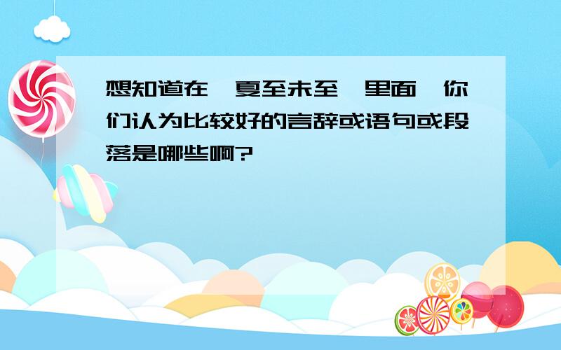 想知道在《夏至未至》里面,你们认为比较好的言辞或语句或段落是哪些啊?