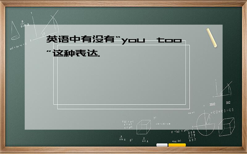 英语中有没有“you,too”这种表达.