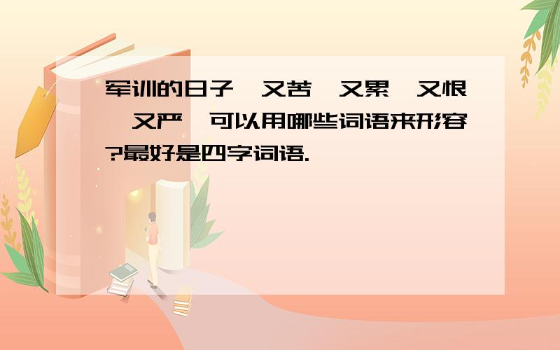 军训的日子,又苦、又累、又恨、又严,可以用哪些词语来形容?最好是四字词语.