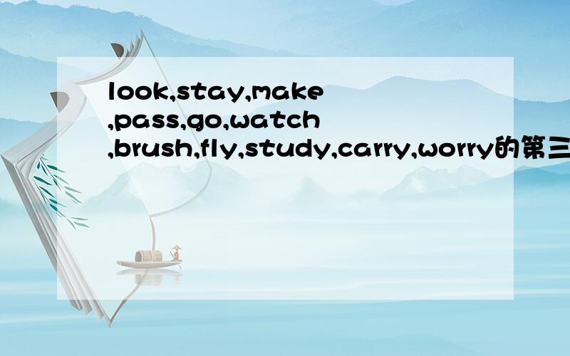 look,stay,make,pass,go,watch,brush,fly,study,carry,worry的第三人称单数,有点多(⊙o⊙)哦