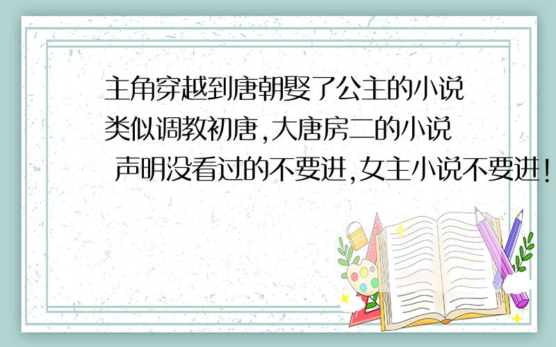 主角穿越到唐朝娶了公主的小说类似调教初唐,大唐房二的小说 声明没看过的不要进,女主小说不要进!