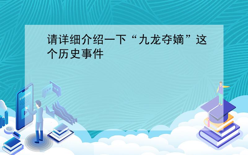 请详细介绍一下“九龙夺嫡”这个历史事件