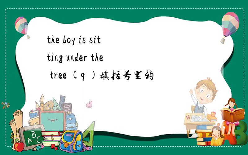 the boy is sitting under the tree (q )填括号里的
