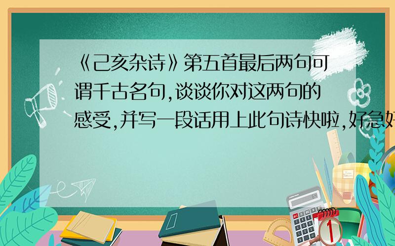 《己亥杂诗》第五首最后两句可谓千古名句,谈谈你对这两句的感受,并写一段话用上此句诗快啦,好急好急的!