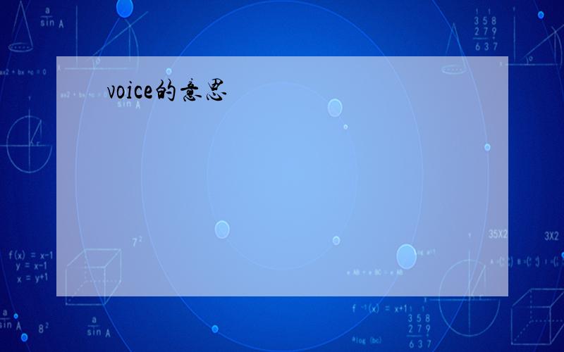 voice的意思