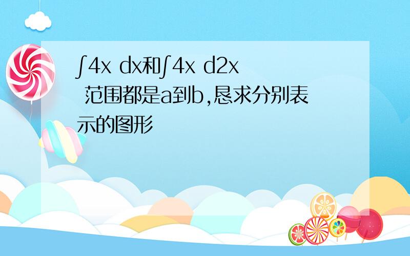 ∫4x dx和∫4x d2x 范围都是a到b,恳求分别表示的图形