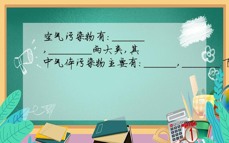 空气污染物有：______ ,________两大类,其中气体污染物主要有：______,_______.下列事实说明空气中含有哪些成分：1·木炭在空气中燃烧_______2·空气是制造氮肥的原料_______3·酥脆的饼干在空气中防