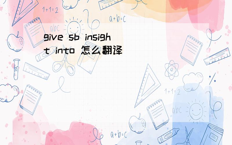 give sb insight into 怎么翻译