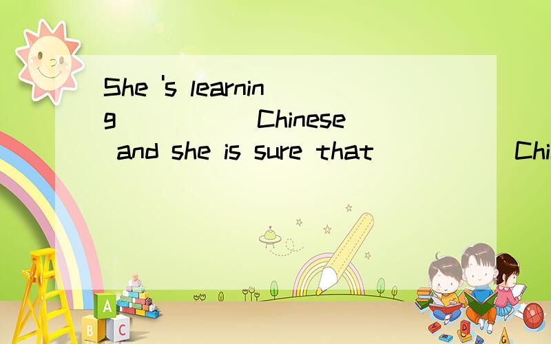 She 's learning _____Chinese and she is sure that _____Chinese language is very useful.A /./B /.the C the ...the D the .../