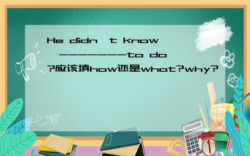 He didn't know  -------to do?应该填how还是what?why?